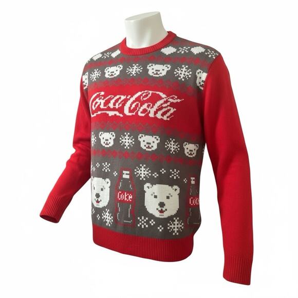 Coca Cola Size S Ugly Christmas Sweater Polar Bear Santa Holiday Pullover Party - Picture 1 of 7